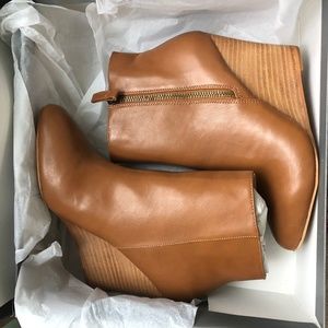 BRAND NEW Camel Leather Wedge Booties
